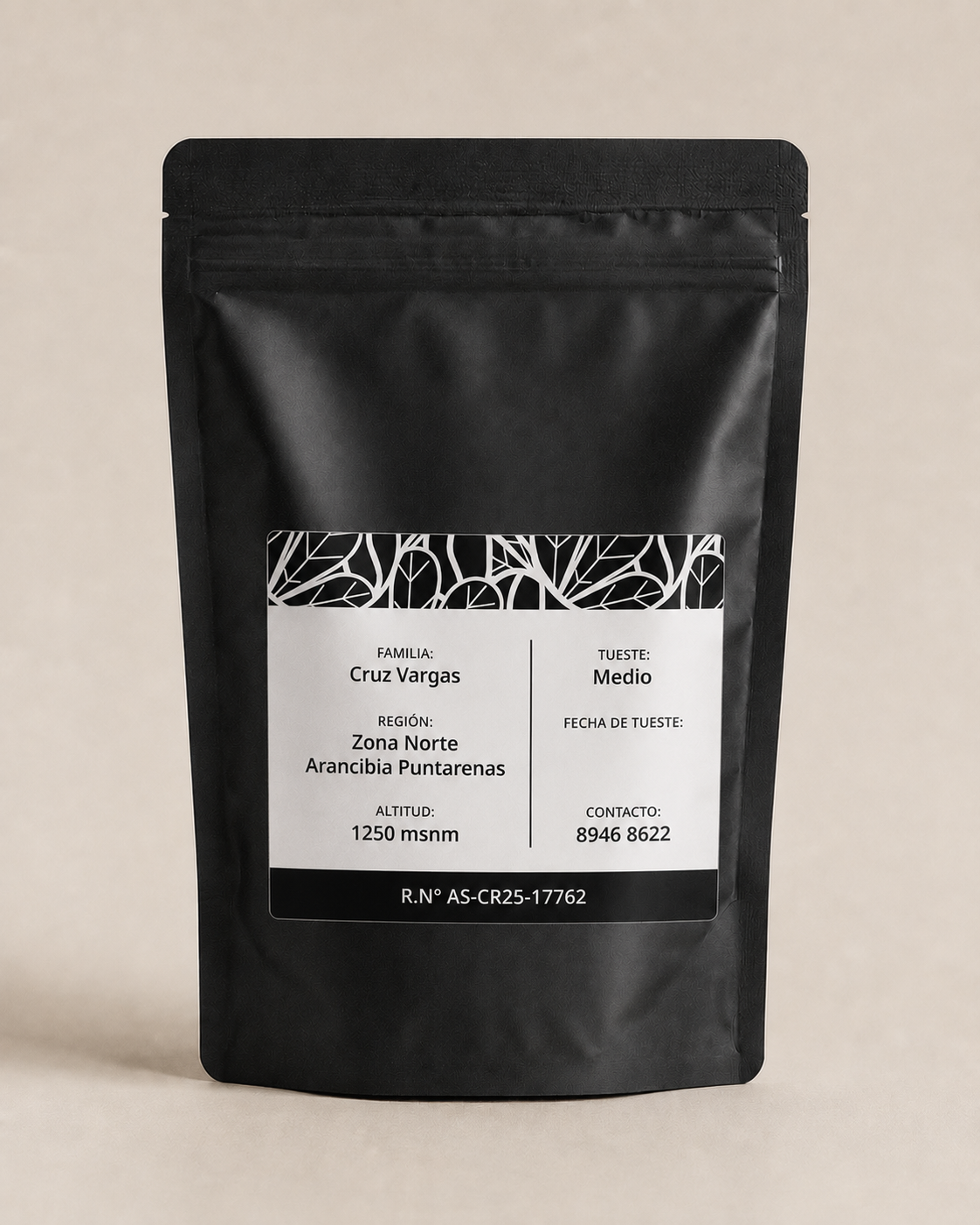 etiqueta trasera empaque de cafe